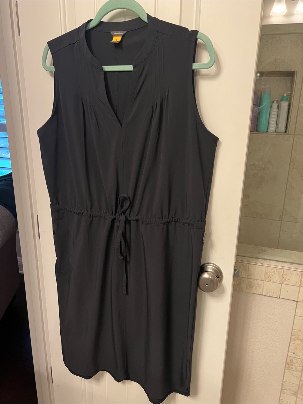 Eddie Bauer Sleeveless Black Drawstring Waist Dress